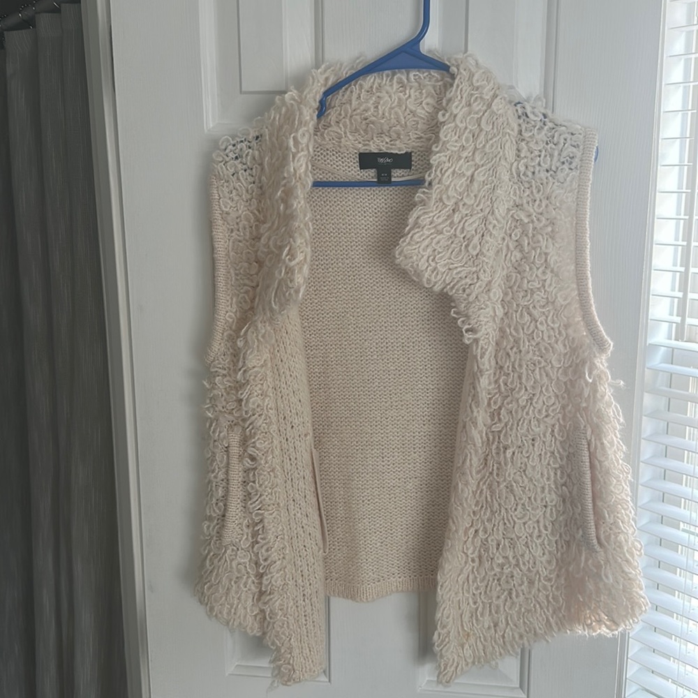 Cream woven texture vest, size M